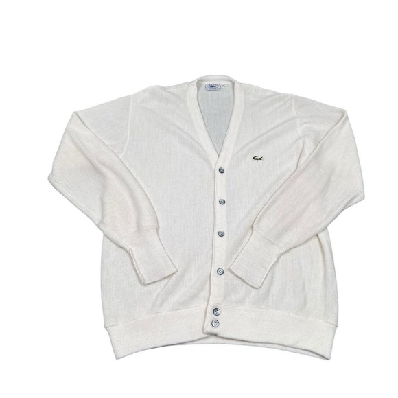 Lacoste Other - 80s Vintage Izod Lacoste Ivory Men's Acrylic Cardigan Sweater Size XL